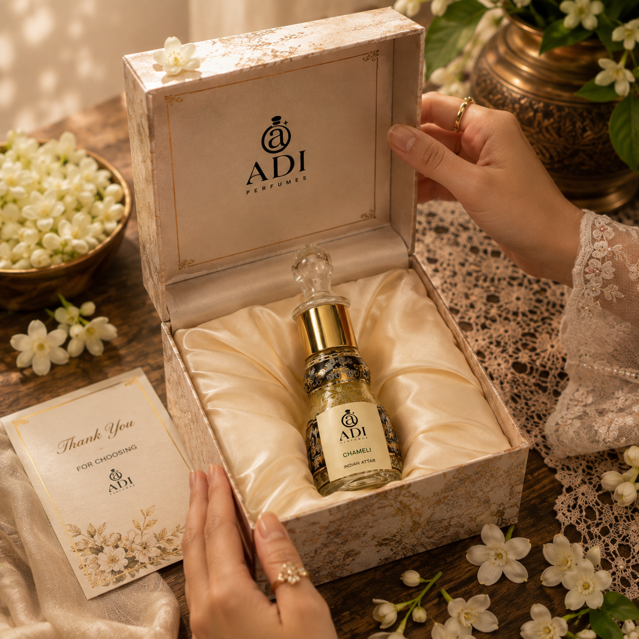 Jasmine (Chameli) Perfume – 100% Natural Floral Fragrance | Adi Perfumes